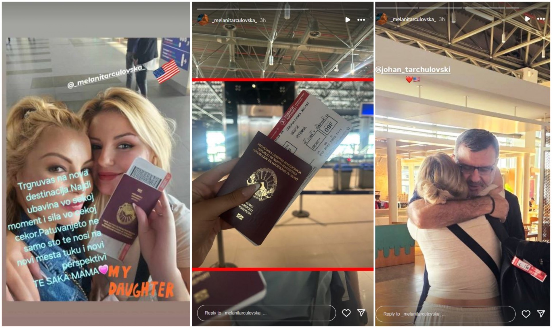 Емотивен момент на аеродром: Соња Тарчуловска ја испрти ќерката Мелани во туѓина - „Најди убавина во секој момент и сила во секој чекор“